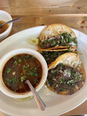 Taco de birria 10/10. The consommé was delicious.