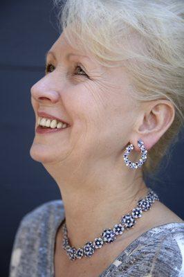 Sapphire bee earrings with matching blue sapphire flower necklace