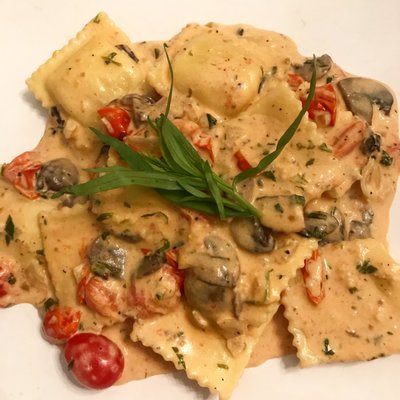 Lobster Ravioli with Tarragon Cream Sauce