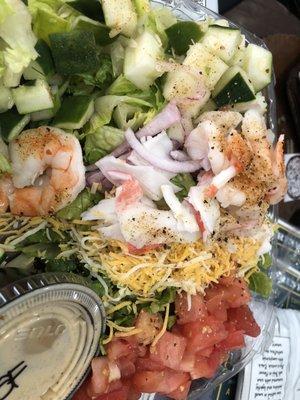 Seafood salad! Fresh with shrimp, crab and all the fixers! Shareable size!