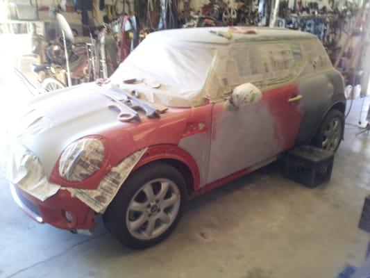 Mark is rebuilding this Mini Cooper for his son.