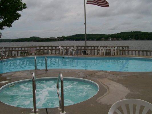 Beautiful view from one of the two swimming pools and hot tubs at Robinwood /Wrenwood Condos