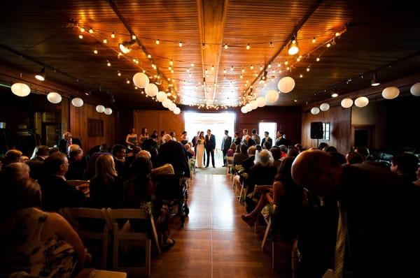 A wedding ceremony in the carriage house