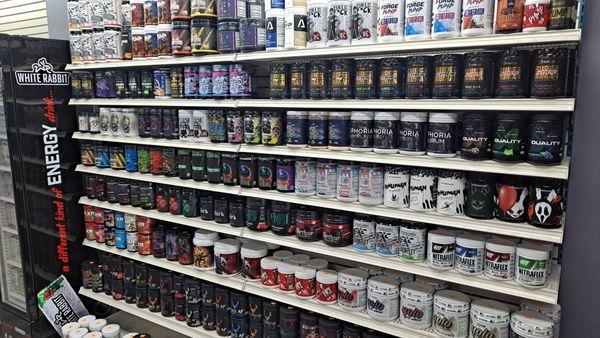 PreWorkout wall. Amazing selection and variety