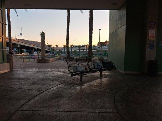 Sitting area for bus and train patrons.