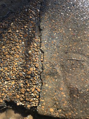 Aggregate driveway before on the right after on the left.