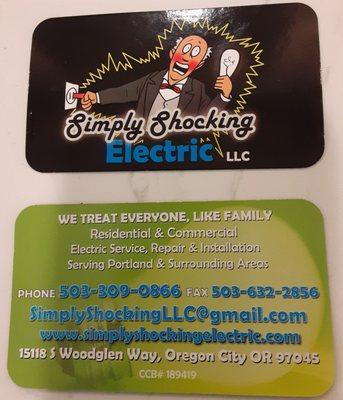 Simply Shocking Electric business card