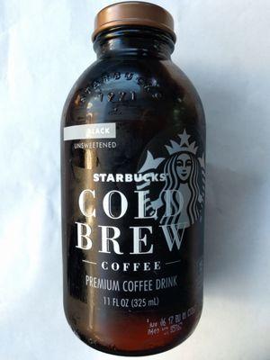 Vegan Starbucks cold brew bottled black unsweetened coffee