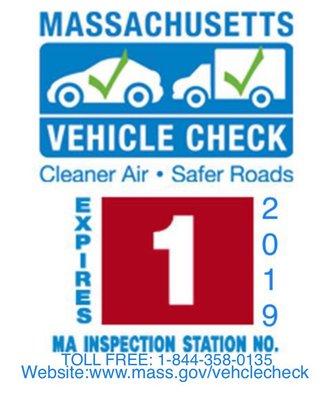 Massachusetts Vehicle Check EXP. January, 2019