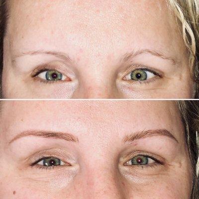 Before and after microblading with Jill.