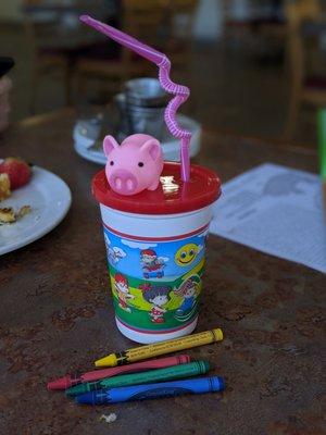 The little piggie toy, crayons & kids menu all the way down to taking the extra time to swirl the bendy straw. A+ from the sweet staff too.