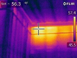 Thermal camera showing air leaks in the home