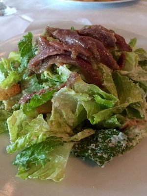 Caesar salad with anchovies (a lot of anchovies)