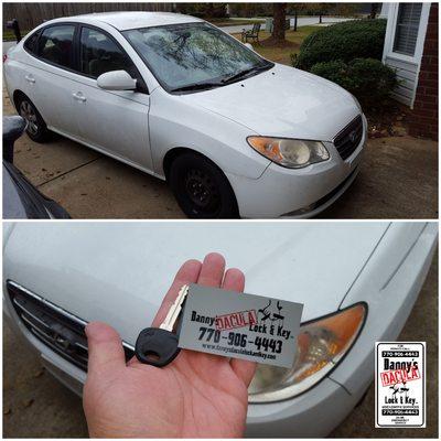 Key made for a 
2007 Hyundai Elantra
Call Danny's Dacula Lock & Key @ 770-906-4443
www.dannysdaculalockandkey.com