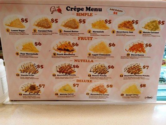 The Crepe Menu!