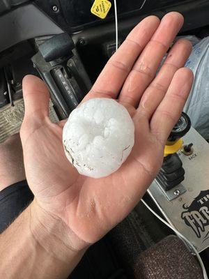 Large hailstone damage in Lincoln, Ne from todays tornados. If you need a rolloff box or dumpster to rent, call us at 402-450-3495