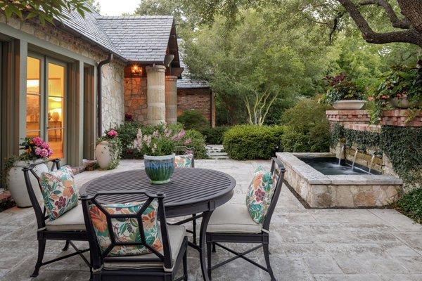 We added this courtyard and water feature just off the front entrance to provide an additional living area outside.