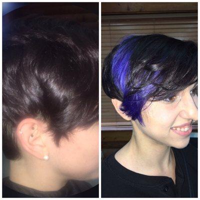 Beautiful short haircut with some fun fantasy colors! #urbanshock #Scruples