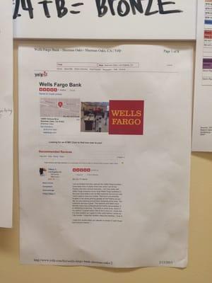 How cool is this!!! They posted my Yelp Review in their office area!