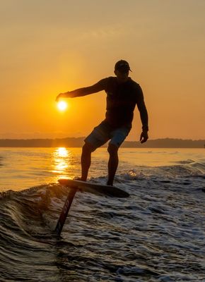 Wake Foiling at sunrise