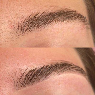 brow wax + tint before and after