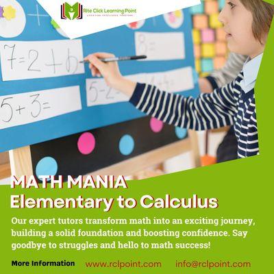 From Elementary to Calculus, we're here to make math magical! Our expert tutors turn learning into an exhilarating adventure, building confi