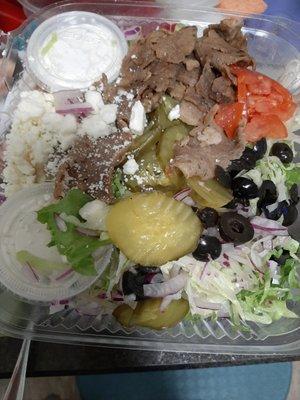 Greek salad w/ beef gyros