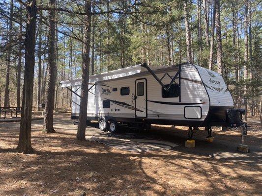 2019 Jayco Jay Flight set up at Petit Jean State Park!!