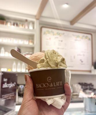 Pistachio and guava gelato