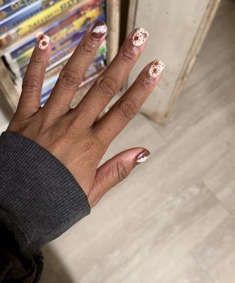 Wanted nails inspired by writing, with ink blots. Didn't wanna go black and white though, really feeling the shades of brown lately.