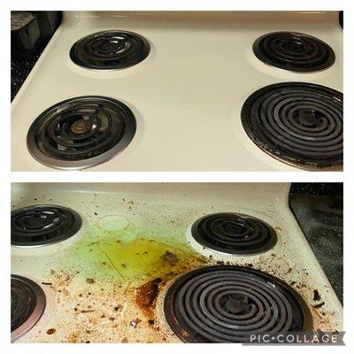 Stove top before and after