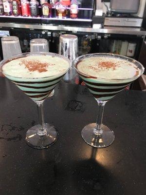 The bartender Kris did an outstanding job on the mint chocolate martini!