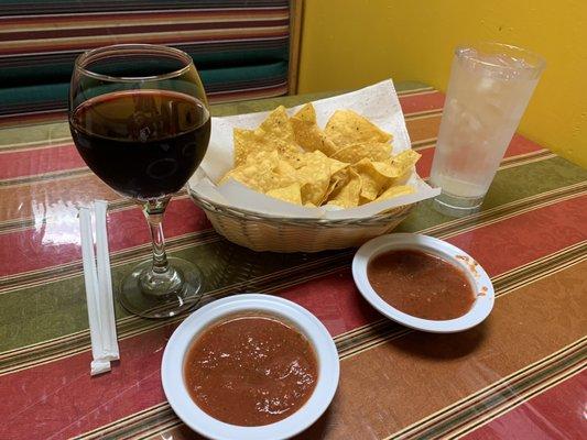 Sangria, fresh-made tortilla chips, scratch-made salsa