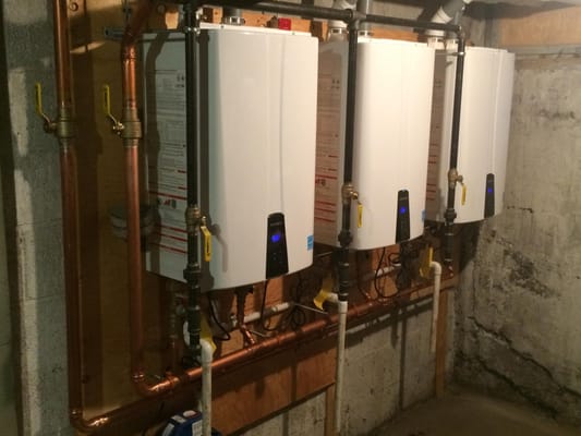 This is one of our recent high efficiency gas fired water heater installations in a multi family home in Providence,RI 02906....