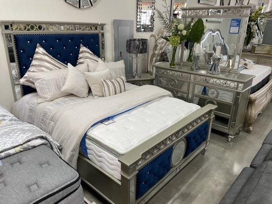 Luxury Bedroom Set includes Bedframe, Nightstand, Dresser & Mirror. $1,999