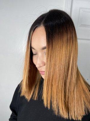 Ombré hair  en tono cooper