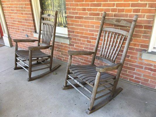 Nice rocking chairs to contemplate the a American chestnut trees and fields below the house.