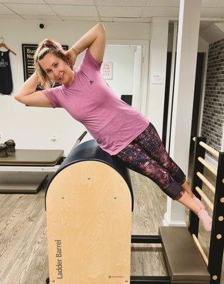 Private Pilates lesson on the Ladder Barrel