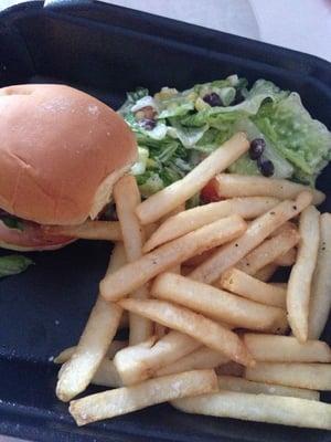 Three Slider (minus the 2 my kids were already eating), garlic French fries and the BBQ Ranch Salad...