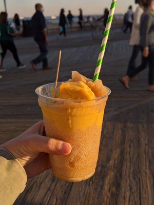 Oat milk based pumpkin soft serve with apple slush