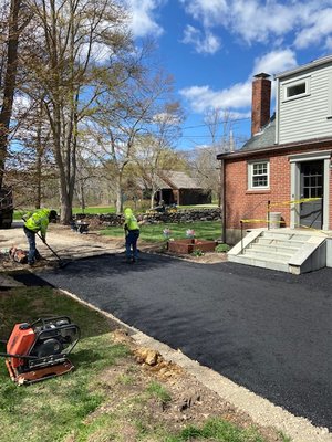 Laying the blacktop in phase 1.