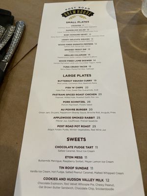 Front of the menu