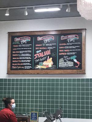 Deli sandwich menu