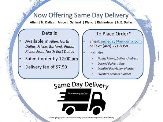 Same Day Delivery Details