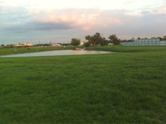 Lake and baseball field at jogging trail, facing 30