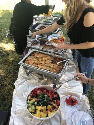 Fruit spread, sausage hash