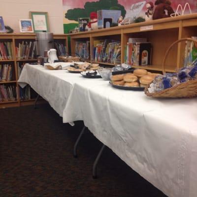 Continental breakfast for students and family.