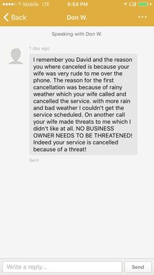 Don has reached out with an interesting tale here. My wife threatened to get a different service if he wouldn't call back.