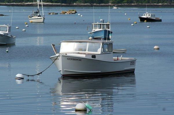 Maine Lobster Boat at Anchor