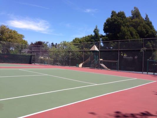 Newly resurfaced courts.